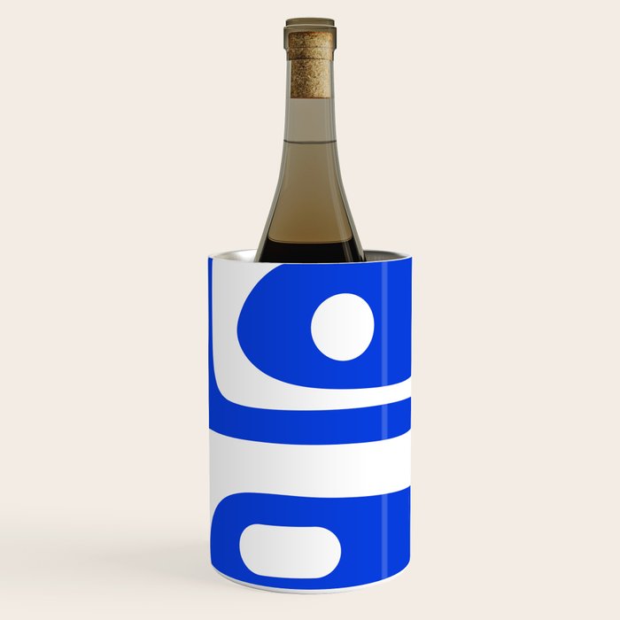 Mid Century Modern Royal Blue Piquet Bold Minimal Abstract Wine Chiller Gallery Image 3