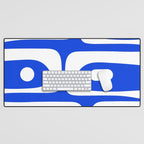 Mid Century Modern Royal Blue Piquet Bold Minimal Abstract Desk Mat Gallery Image 1