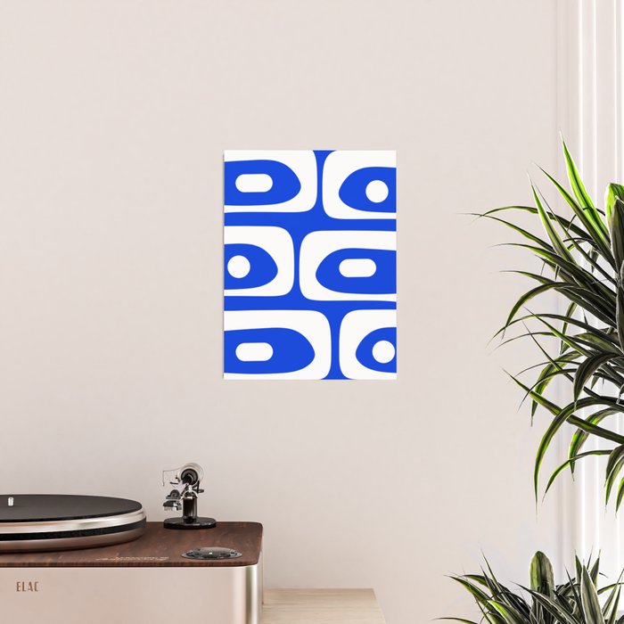 Mid Century Modern Royal Blue Piquet Bold Minimal Abstract Poster Gallery Image 2