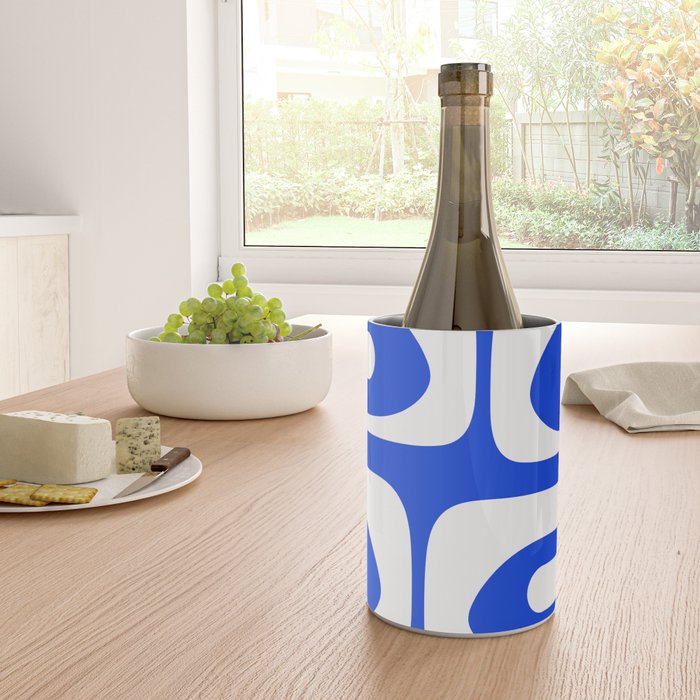 Mid Century Modern Royal Blue Piquet Bold Minimal Abstract Wine Chiller Gallery Image 4