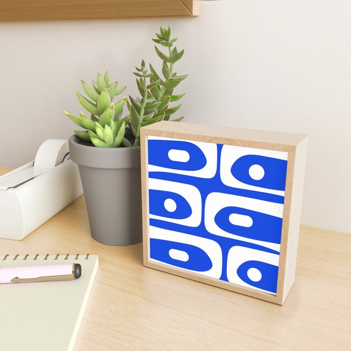 Mid Century Modern Royal Blue Piquet Bold Minimal Abstract Mini Art Print Gallery Image 2