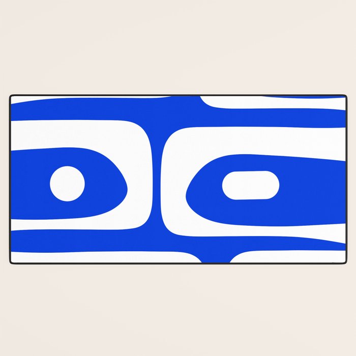 Mid Century Modern Royal Blue Piquet Bold Minimal Abstract Desk Mat Gallery Image 3