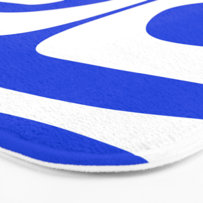 Mid Century Modern Royal Blue Piquet Bold Minimal Abstract Bath Mat Gallery Image 3