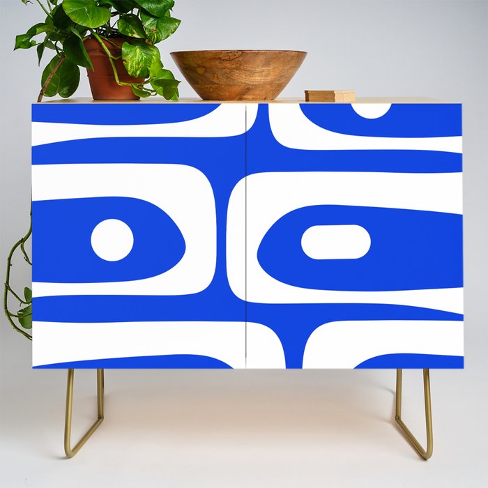 Mid Century Modern Royal Blue Piquet Bold Minimal Abstract Credenza Gallery Image 1
