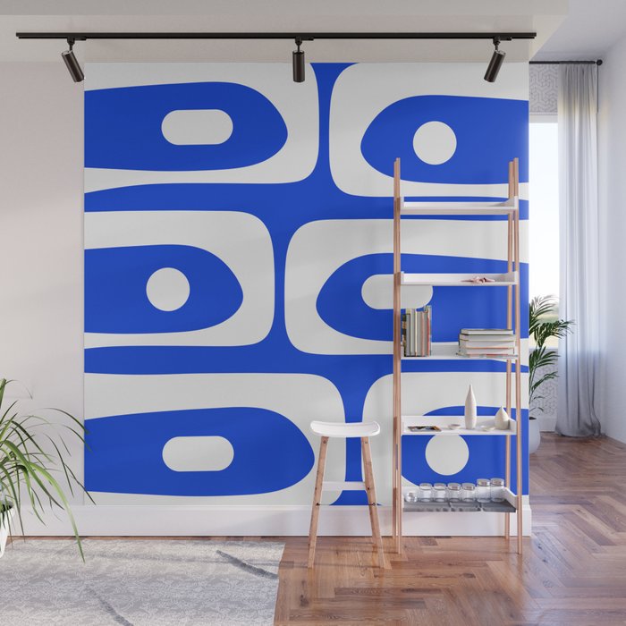 Mid Century Modern Royal Blue Piquet Bold Minimal Abstract Wall Mural Gallery Image 1
