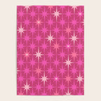 Valentine Hearts and Stars Hot Pink Mid Century Modern Atomic Age Starburst Pattern Poster Gallery Image 4