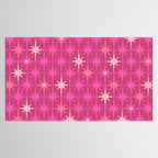 Valentine Hearts and Stars Hot Pink Mid Century Modern Atomic Age Starburst Pattern Tablecloth Gallery Image 2