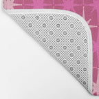 Valentine Hearts and Stars Hot Pink Mid Century Modern Atomic Age Starburst Pattern Bath Mat Gallery Image 2
