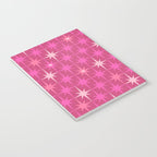 Valentine Hearts and Stars Hot Pink Mid Century Modern Atomic Age Starburst Pattern Notebook Gallery Image 3