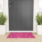 Valentine Hearts and Stars Hot Pink Mid Century Modern Atomic Age Starburst Pattern Welcome Mat Gallery Image 3