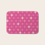 Valentine Hearts and Stars Hot Pink Mid Century Modern Atomic Age Starburst Pattern Bath Mat Gallery Image 1