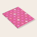 Valentine Hearts and Stars Hot Pink Mid Century Modern Atomic Age Starburst Pattern Notebook Gallery Image 2