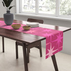 Valentine Hearts and Stars Hot Pink Mid Century Modern Atomic Age Starburst Pattern Table Runner Gallery Image 2