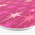 Valentine Hearts and Stars Hot Pink Mid Century Modern Atomic Age Starburst Pattern Bath Mat Gallery Image 3