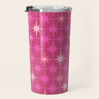 Valentine Hearts and Stars Hot Pink Mid Century Modern Atomic Age Starburst Pattern Travel Mug Gallery Image 3