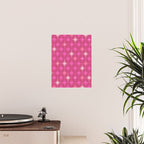 Valentine Hearts and Stars Hot Pink Mid Century Modern Atomic Age Starburst Pattern Poster Gallery Image 2