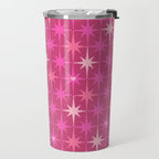 Valentine Hearts and Stars Hot Pink Mid Century Modern Atomic Age Starburst Pattern Travel Mug Gallery Image 2