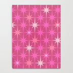 Valentine Hearts and Stars Hot Pink Mid Century Modern Atomic Age Starburst Pattern Notebook Gallery Image 4
