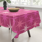 Valentine Hearts and Stars Hot Pink Mid Century Modern Atomic Age Starburst Pattern Tablecloth Gallery Image 3