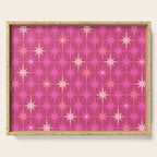 Valentine Hearts and Stars Hot Pink Mid Century Modern Atomic Age Starburst Pattern Serving Tray Gallery Image 1