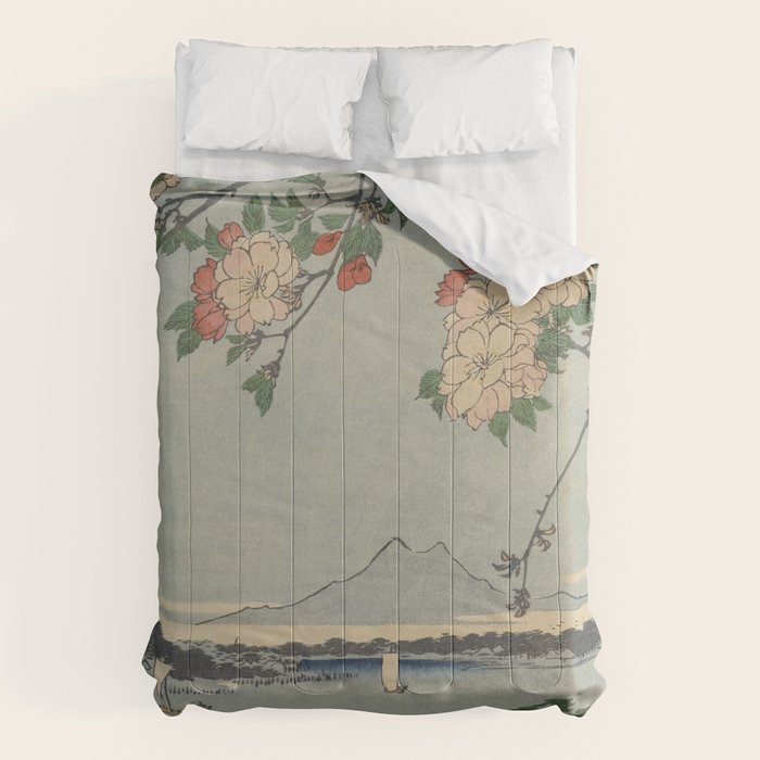 Cherry Blossoms on Spring River Ukiyo-e Japanese Art Comforter Gallery Image 6