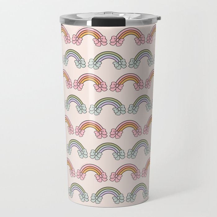 Rainbow Bow Print Travel Mug Gallery Image 1