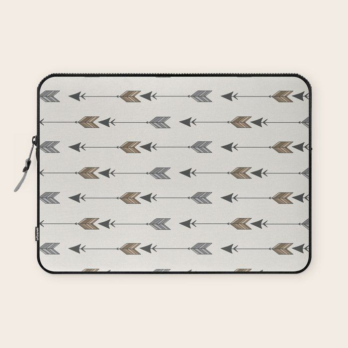 Vertical Arrow Patterns - Cream and Neutral Earth Tones Laptop Sleeve Gallery Image 1