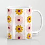 Vintage retro floral pattern, 60s, 70s style in pink and brown Coffee Mug Gallery Image 1