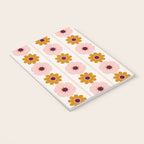 Vintage retro floral pattern, 60s, 70s style in pink and brown Notebook Gallery Image 3