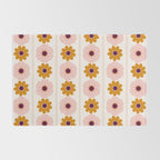 Vintage retro floral pattern, 60s, 70s style in pink and brown Rug Gallery Image 2