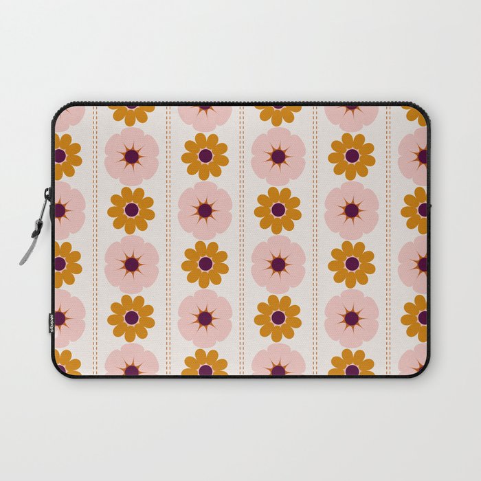 Vintage retro floral pattern, 60s, 70s style in pink and brown Laptop Sleeve Gallery Image 1