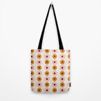 Vintage retro floral pattern, 60s, 70s style in pink and brown Tote Bag Gallery Image 2
