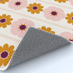 Vintage retro floral pattern, 60s, 70s style in pink and brown Rug Gallery Image 4