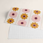 Vintage retro floral pattern, 60s, 70s style in pink and brown Wrapping Paper Gallery Image 2