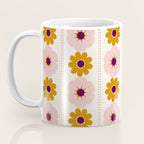 Vintage retro floral pattern, 60s, 70s style in pink and brown Coffee Mug Gallery Image 3
