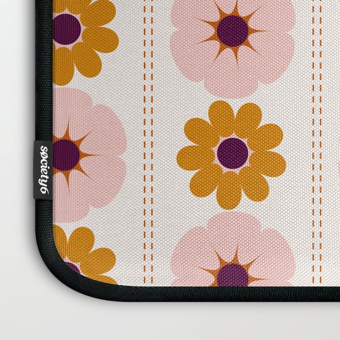 Vintage retro floral pattern, 60s, 70s style in pink and brown Laptop Sleeve Gallery Image 3