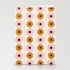 Vintage retro floral pattern, 60s, 70s style in pink and brown Stationery Card Gallery Image 2
