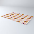 Vintage retro floral pattern, 60s, 70s style in pink and brown Rug Gallery Image 3