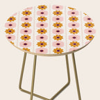 Vintage retro floral pattern, 60s, 70s style in pink and brown Side Table Gallery Image 2