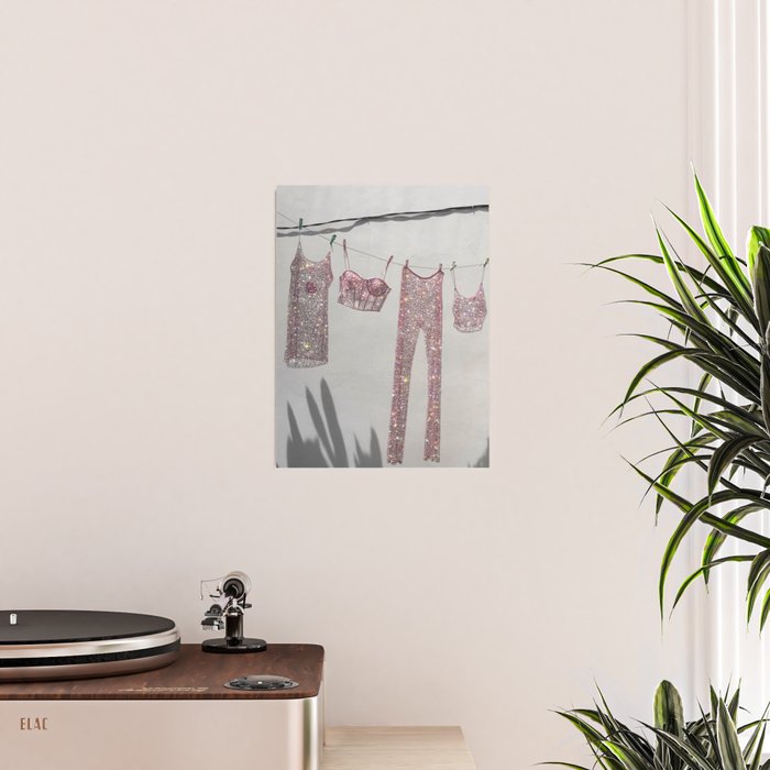 SATURDAY MORNING - collage art, glitter  artwork by Yana Potter, bling and shiny, summer mood, sunny Poster Gallery Image 2