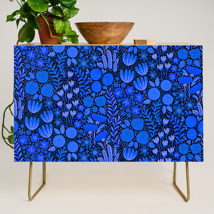 Wildflower Field- Cobalt Blue Credenza Gallery Image 1
