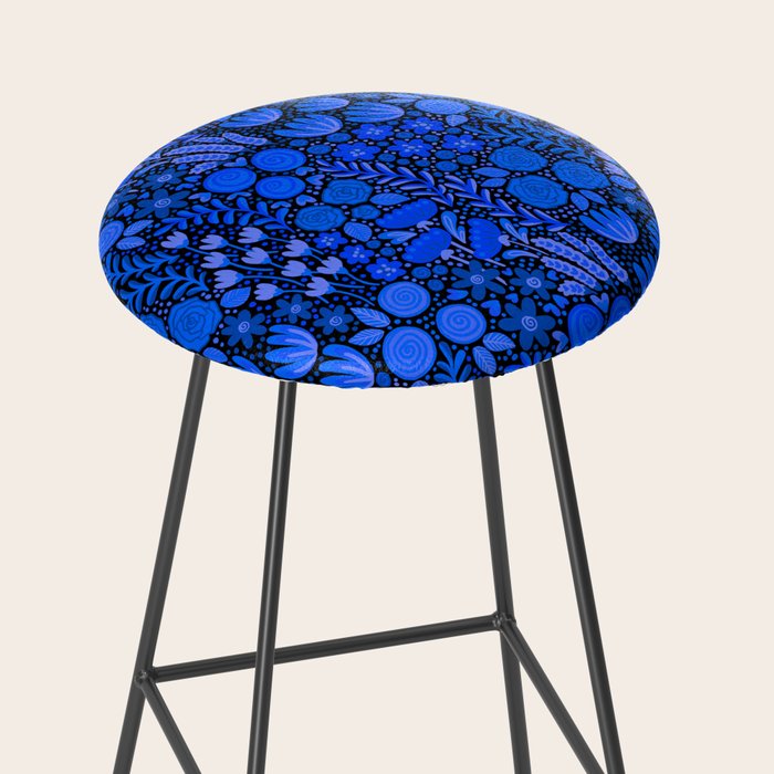 Wildflower Field- Cobalt Blue Stool Gallery Image 2