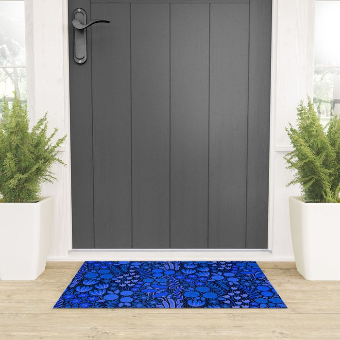 Wildflower Field- Cobalt Blue Welcome Mat Gallery Image 3