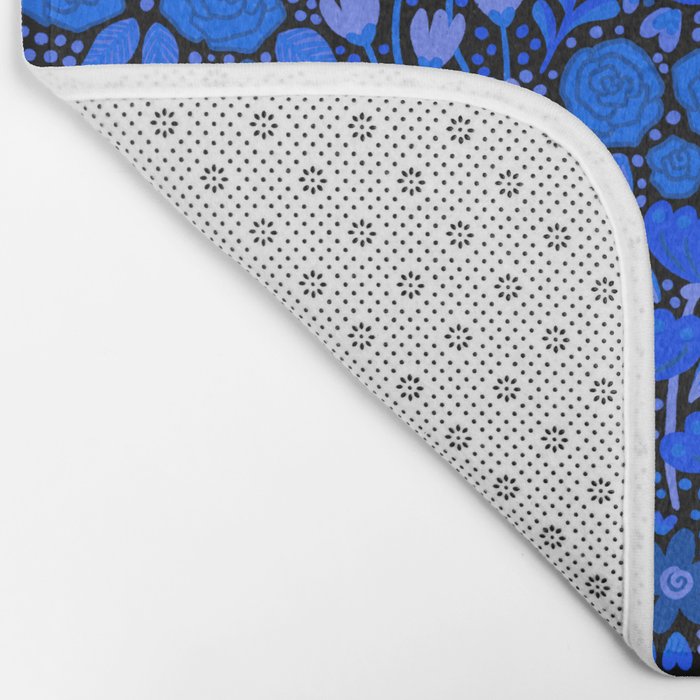 Wildflower Field- Cobalt Blue Bath Mat Gallery Image 2