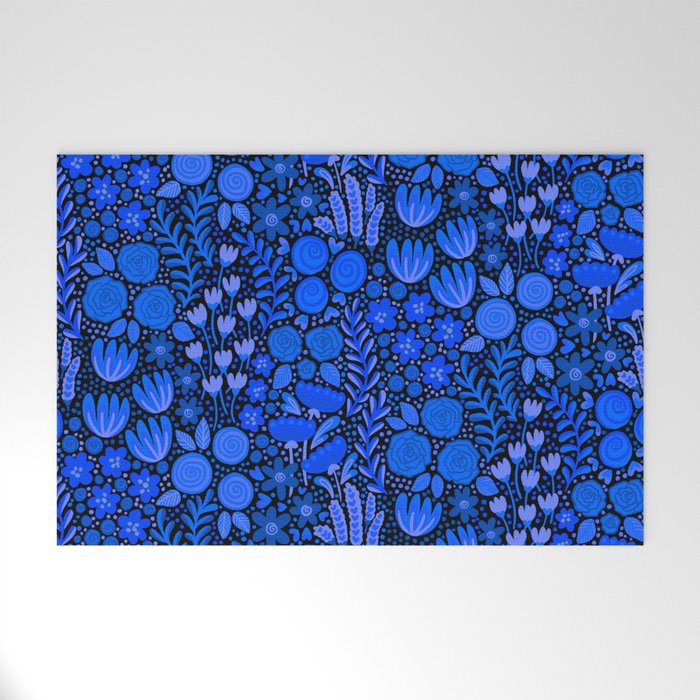 Wildflower Field- Cobalt Blue Welcome Mat Gallery Image 1