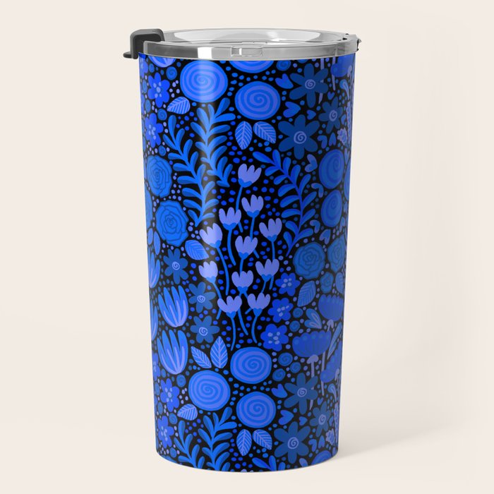 Wildflower Field- Cobalt Blue Travel Mug Gallery Image 3