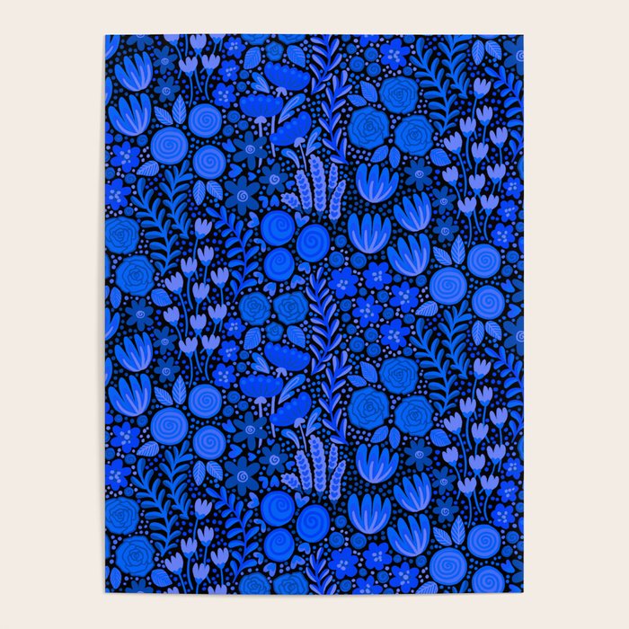 Wildflower Field- Cobalt Blue Poster Gallery Image 4