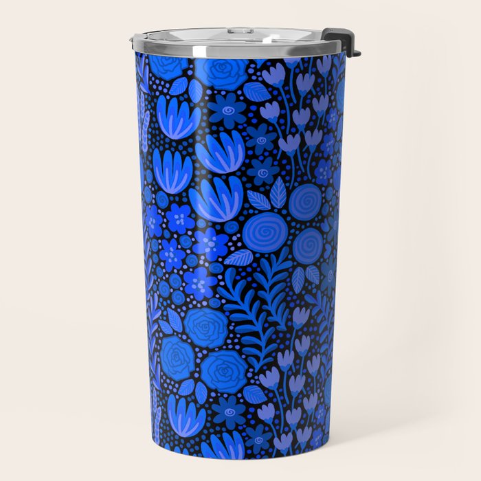 Wildflower Field- Cobalt Blue Travel Mug Gallery Image 2