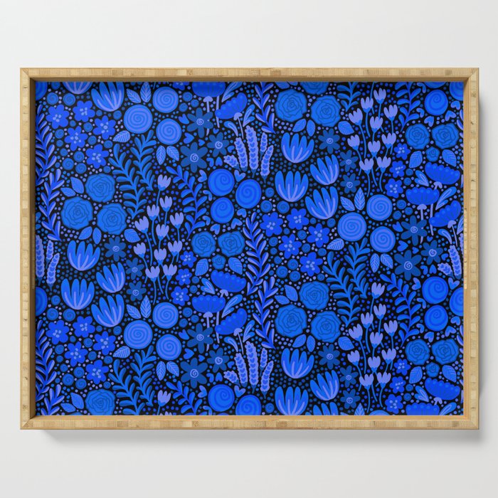 Wildflower Field- Cobalt Blue Serving Tray Gallery Image 1