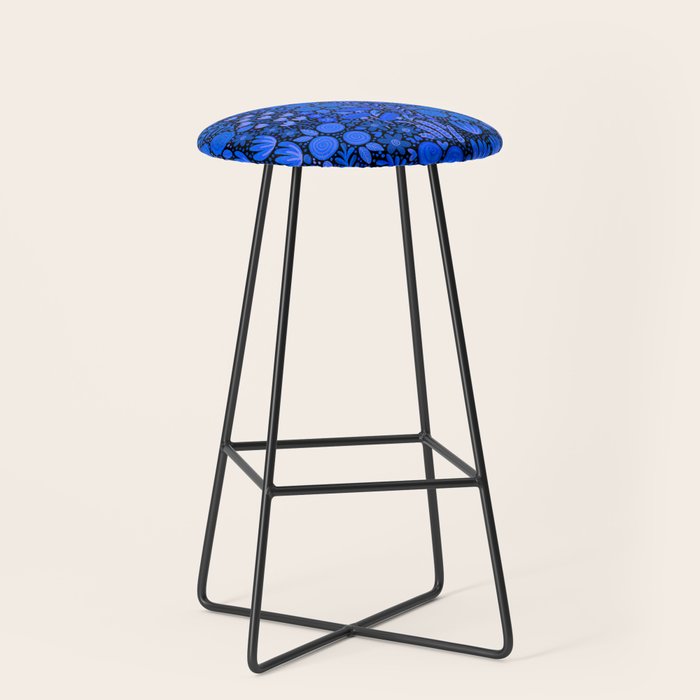 Wildflower Field- Cobalt Blue Stool Gallery Image 1